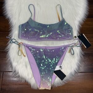 Gianni Bini x Dannijo Size Large Sequin Frankie Top Jayla Bikini Bottom Swimsuit